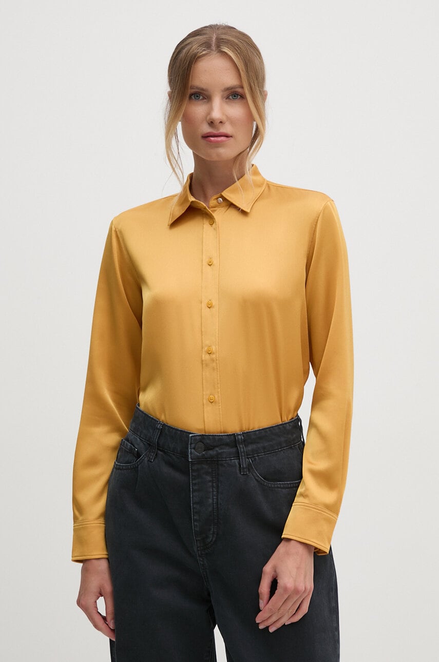 Levně Košile Lauren Ralph Lauren dámská, žlutá barva, regular, s klasickým límcem, 200918715