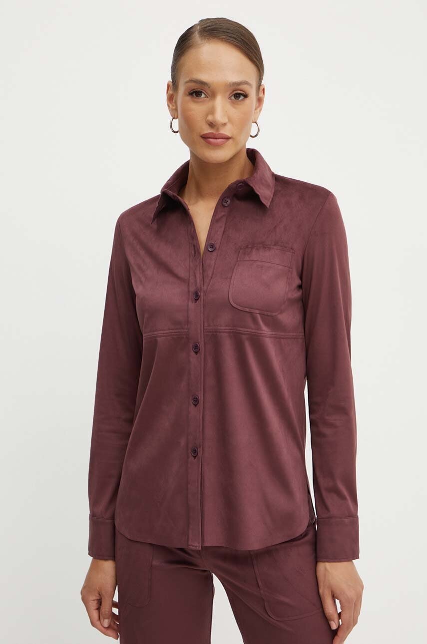 MAX&Co. camasa femei, culoarea bordo, cu guler clasic, regular, 2416911022200 MAX&Co. camasa femei, culoarea bordo, cu guler clasic, regular, 2416911022200