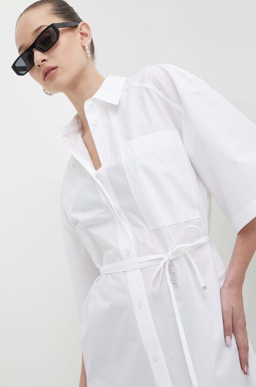 HUGO cămașă din bumbac femei, culoarea alb, cu guler clasic, relaxed, 50512828