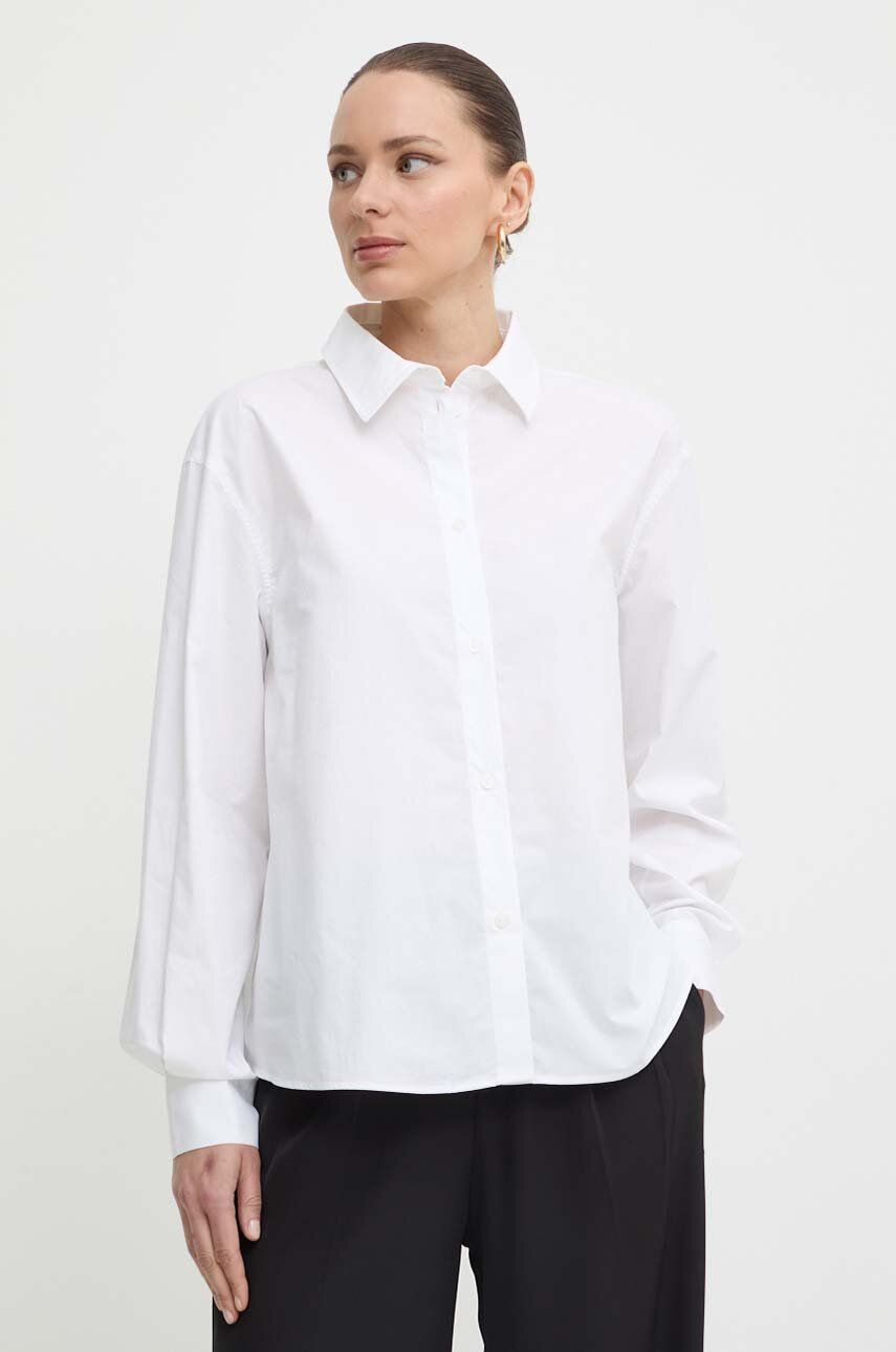 Armani Exchange camasa din bumbac femei, culoarea alb, cu guler clasic, regular, 3DYC27 YN4RZ