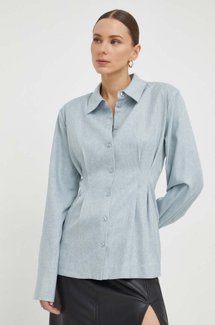 Gestuz cămașă femei, culoarea gri, cu guler clasic, regular 10908673