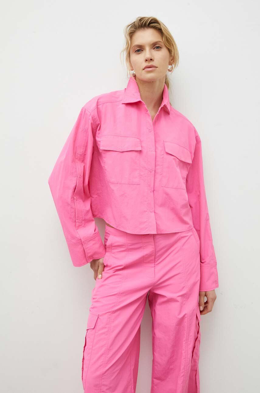 Levně Košile 2NDDAY dámská, růžová barva, relaxed, s klasickým límcem