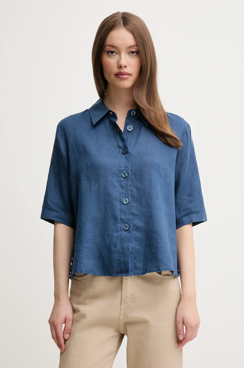 United Colors of Benetton camasa de in culoarea maro, cu guler clasic, regular