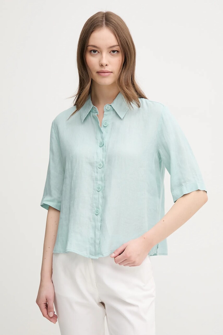 United Colors of Benetton camasa de in culoarea maro, cu guler clasic, regular