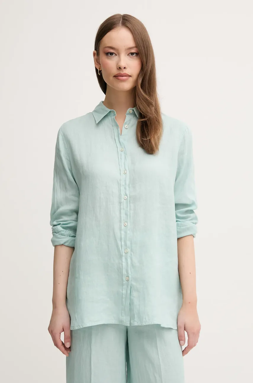 United Colors of Benetton camasa de in culoarea verde, cu guler clasic, regular