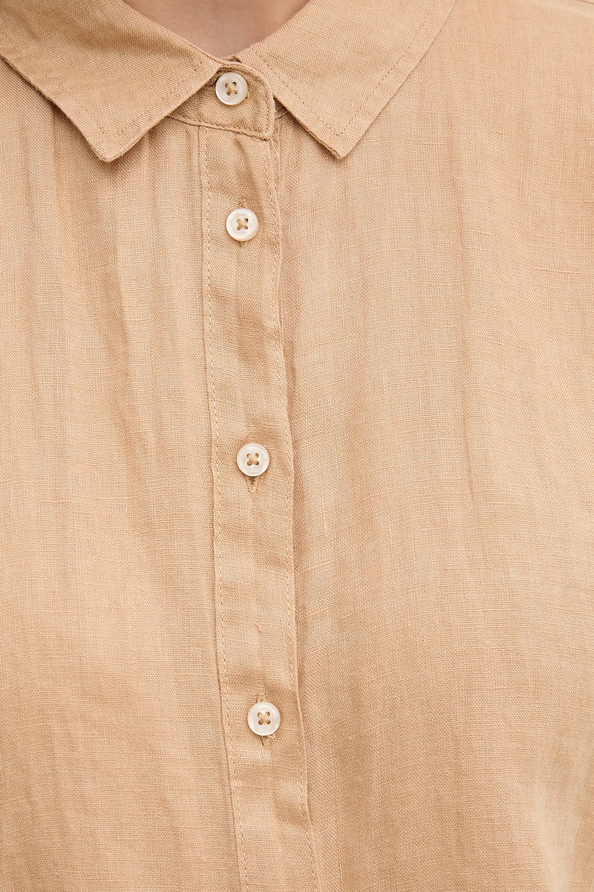 Πουκάμισο από λινό United Colors of Benetton χρώμα: μπεζ φωτογραφία