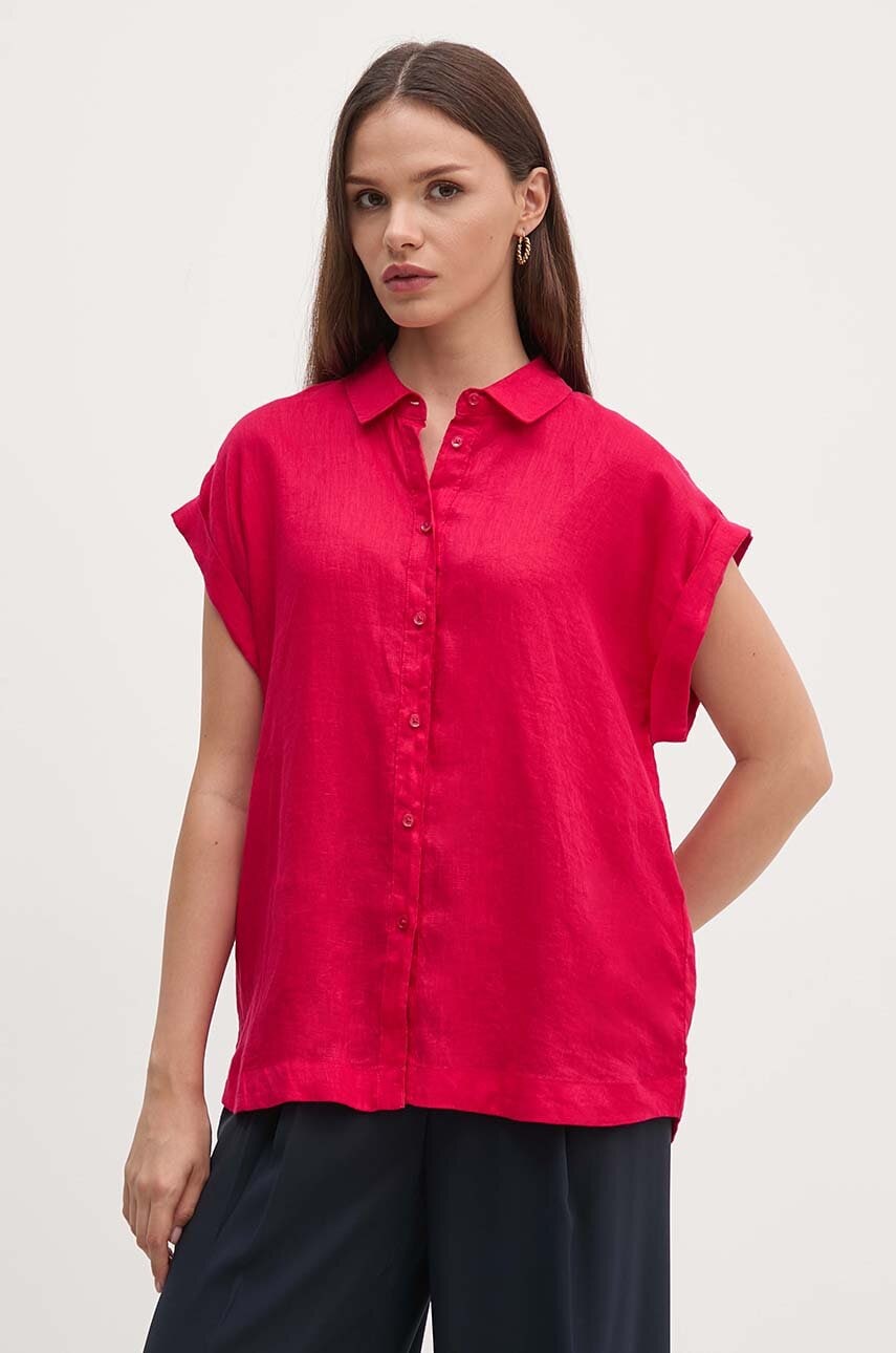 United Colors of Benetton camasa de in culoarea roz, cu guler clasic, regular