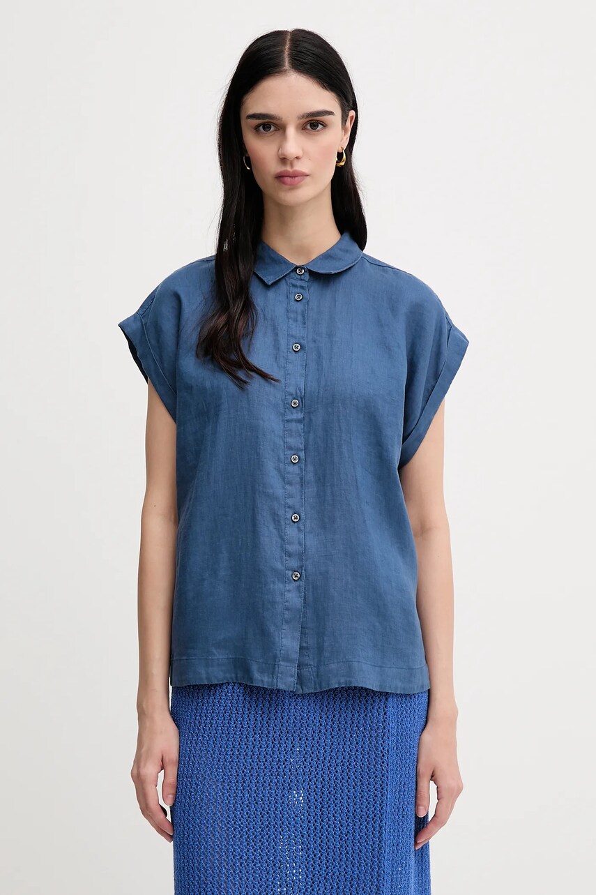 United Colors of Benetton camasa de in culoarea bej, cu guler clasic, regular