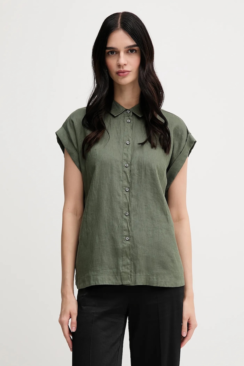 United Colors of Benetton camasa de in culoarea bej, cu guler clasic, regular