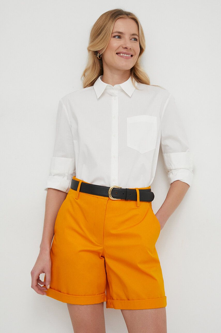 Sisley camasa femei, culoarea alb, cu guler clasic, regular