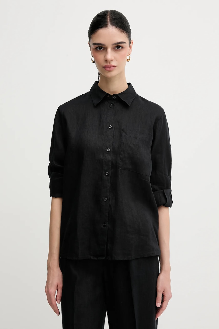 Sisley camasa de in culoarea bej, cu guler clasic, relaxed