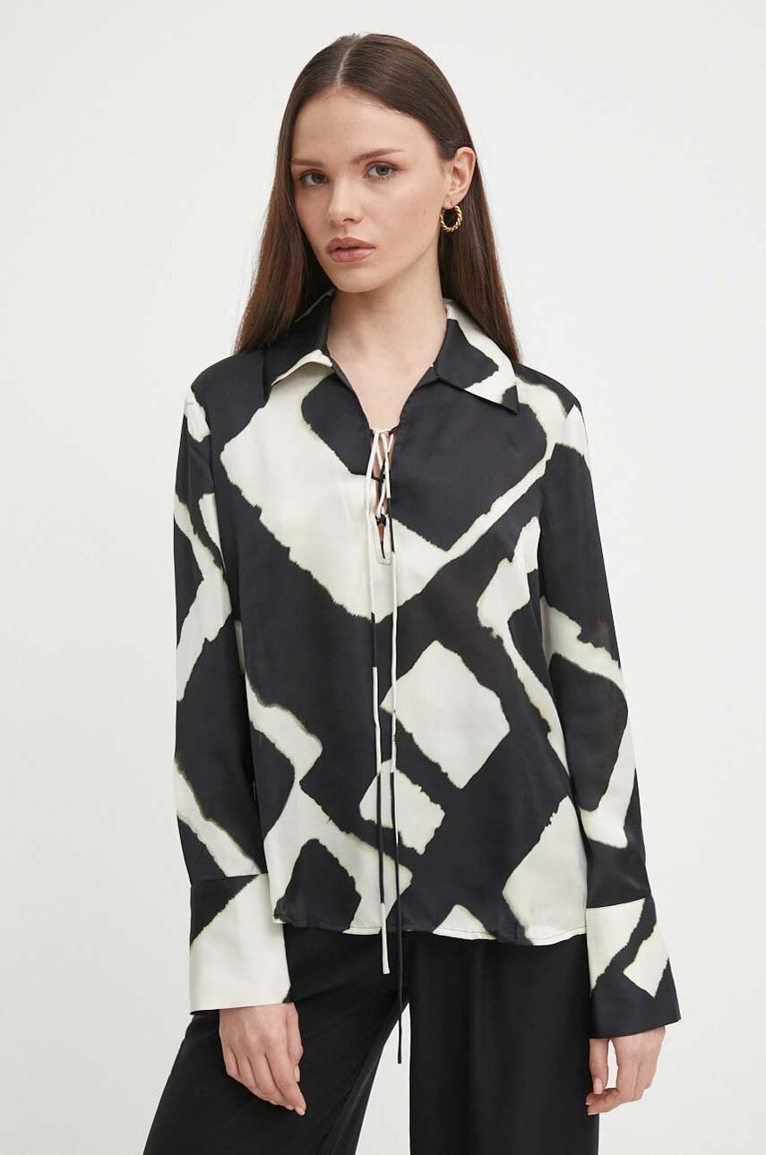 Sisley bluza femei, culoarea negru, modelator