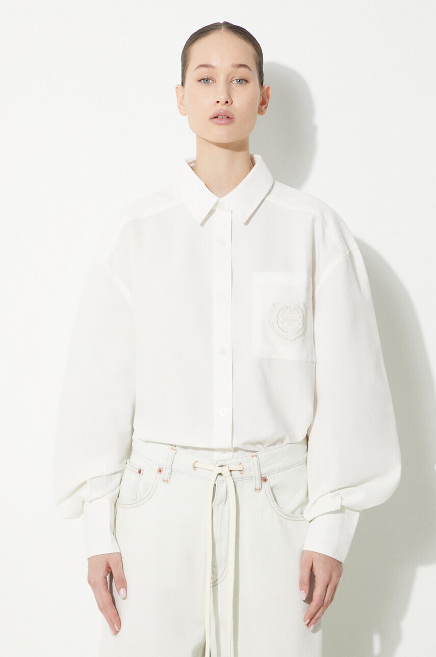 Reebok LTD camasa AB x RBK Tailored Shirt femei, culoarea bej, cu guler clasic, relaxed, RWGA001C99FAB0016100