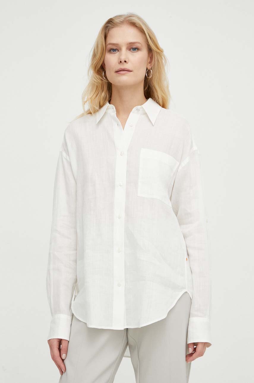 Πουκάμισο Boss Orange χρώμα: μπεζ φωτογραφία