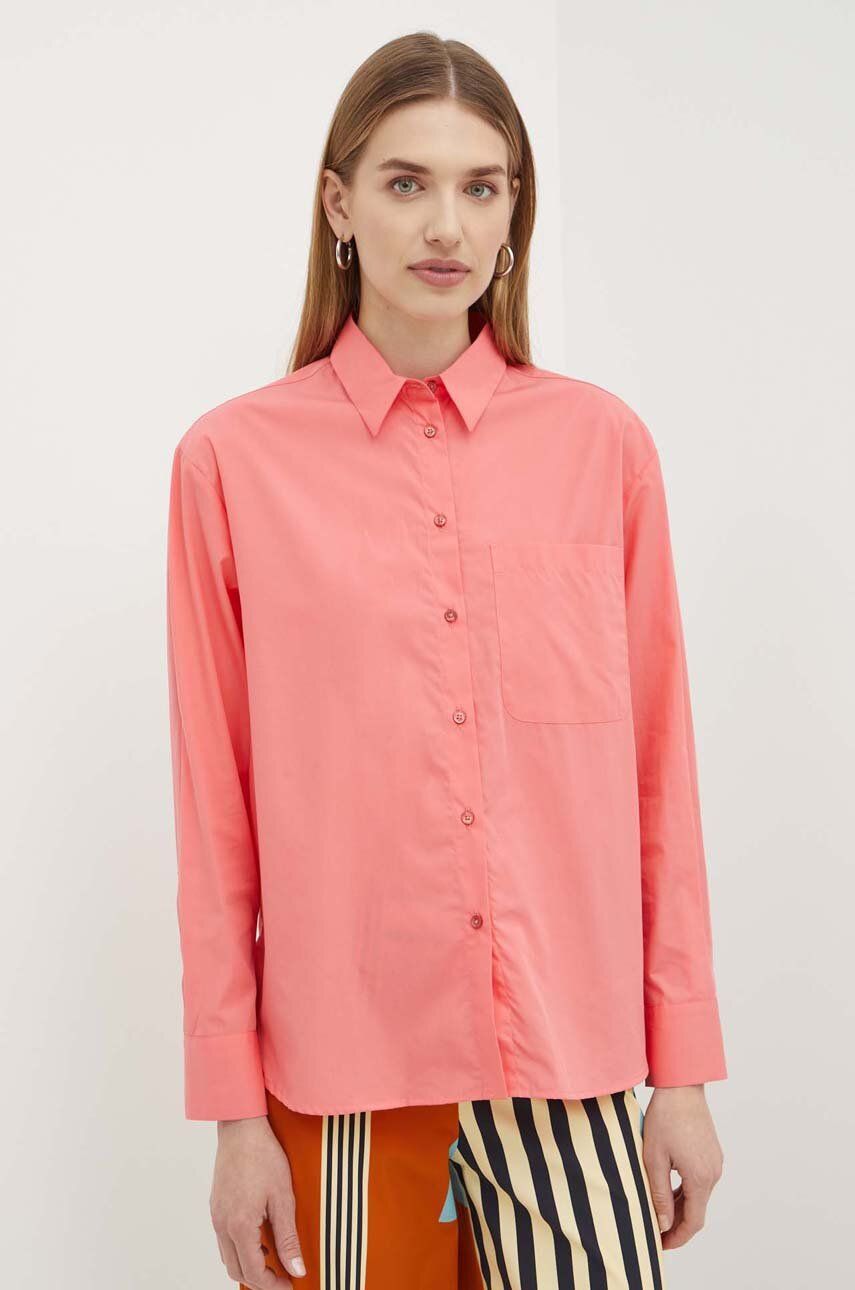 MAX&Co. cămașă din bumbac femei, culoarea portocaliu, cu guler clasic, relaxed, 2416111044200 2416110000000