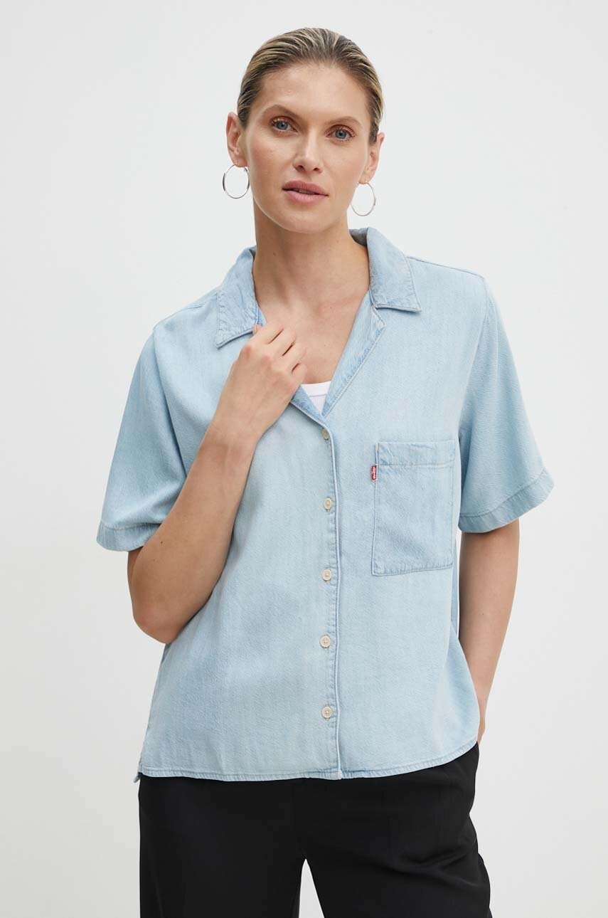 

Дънкова риза Levi's дамска в синьо със свободна кройка с класическа яка, Син