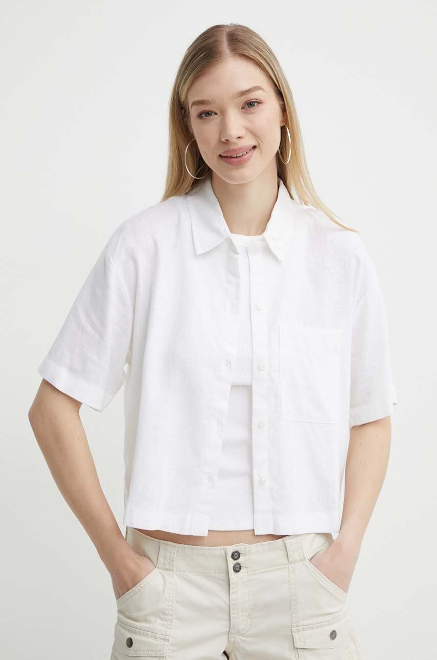 Abercrombie & Fitch camasa de in culoarea alb, cu guler clasic, relaxed - SS24 KDD0JF 00X F1 Abercrombie & Fitch camasa de in culoarea alb, cu guler clasic, relaxed