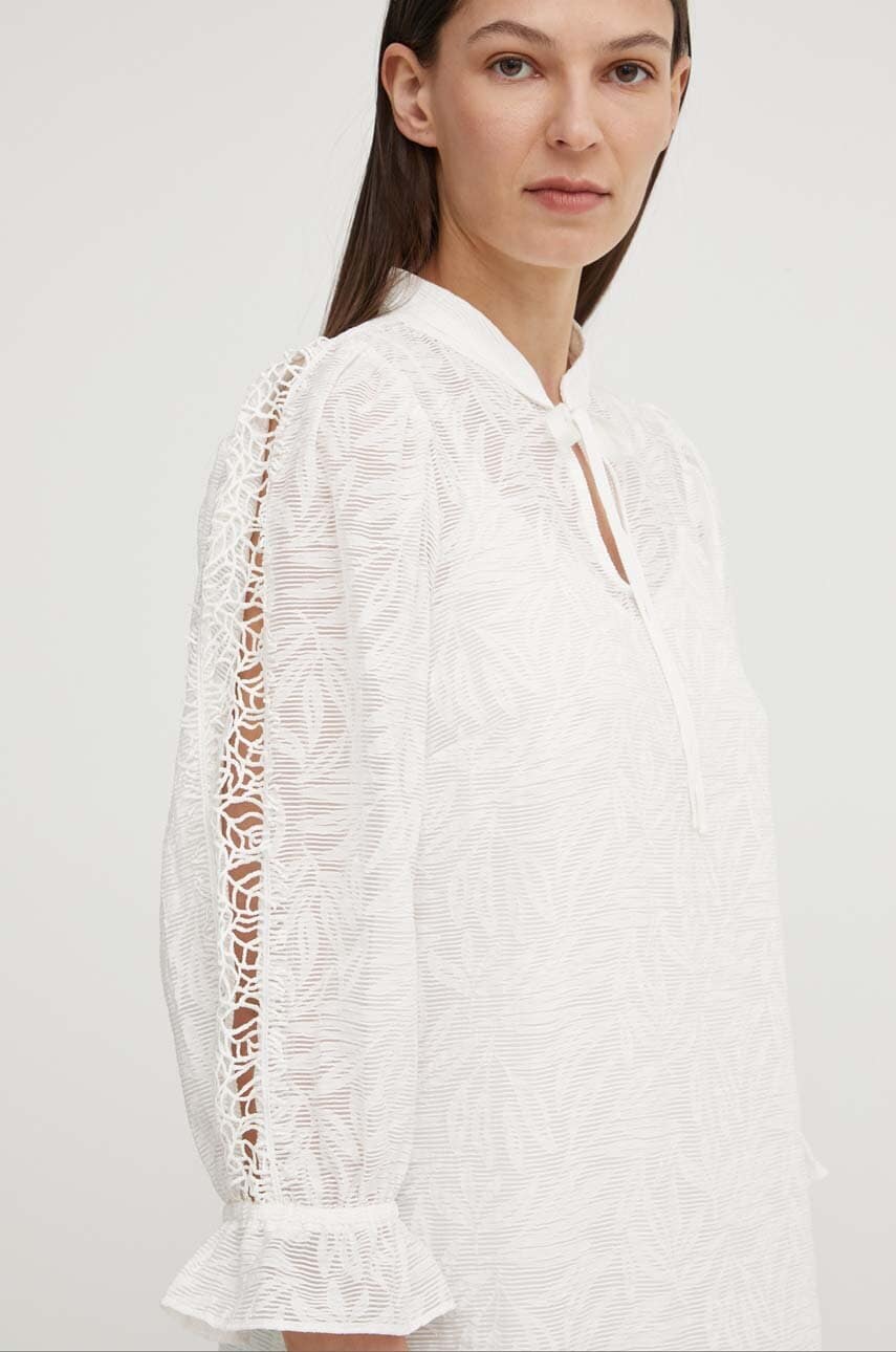 Bruuns Bazaar bluza MacluraBBImiras blouse femei, culoarea alb, neted, BBW3995 Bruuns Bazaar bluza MacluraBBImiras blouse femei, culoarea alb, neted, BBW3995