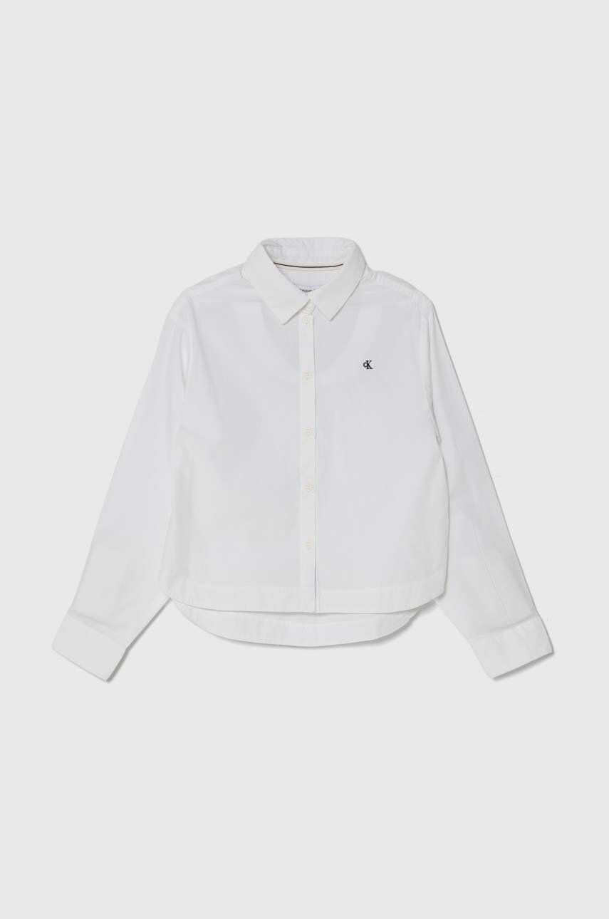 Levně Dětská bavlněná košile Calvin Klein Jeans bílá barva
