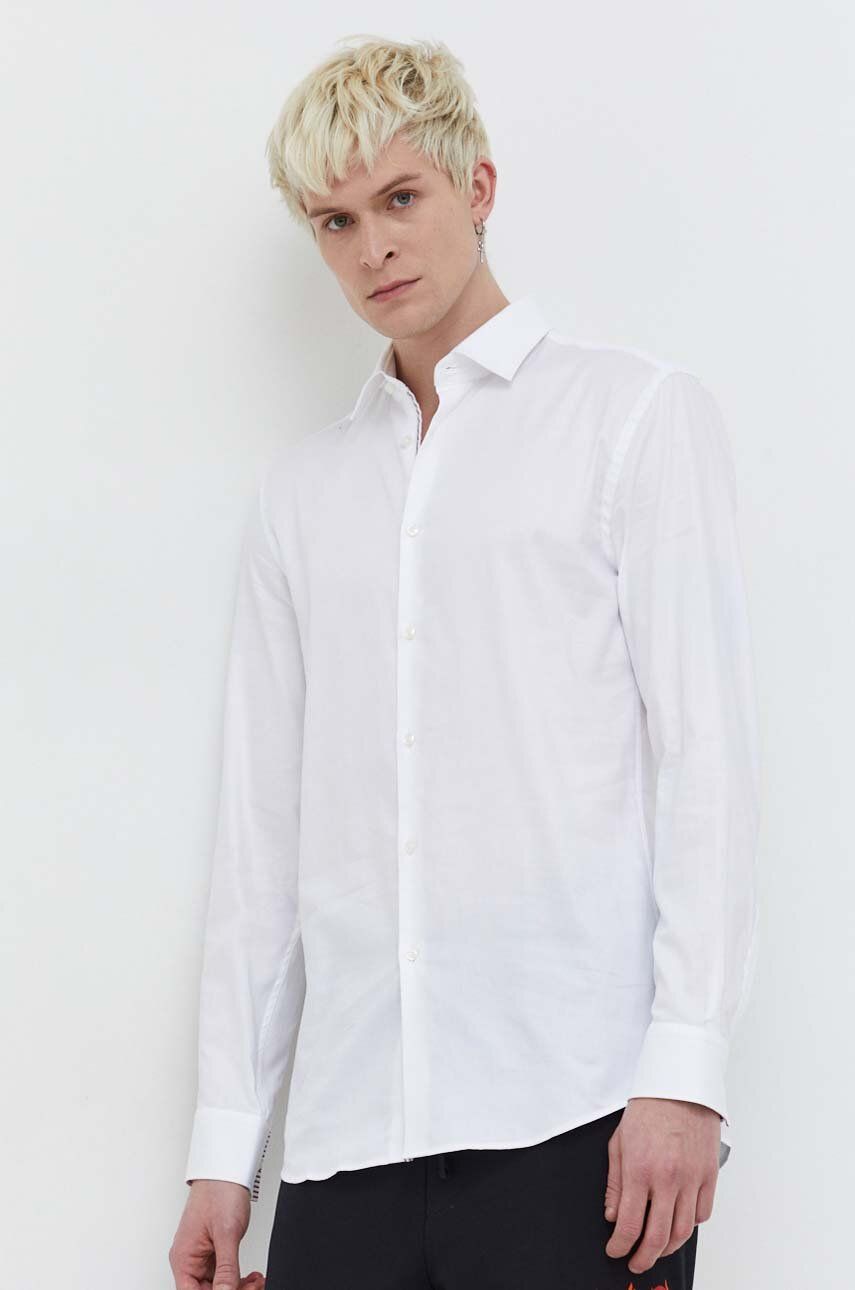 E-shop Košile HUGO bílá barva, slim, s klasickým límcem