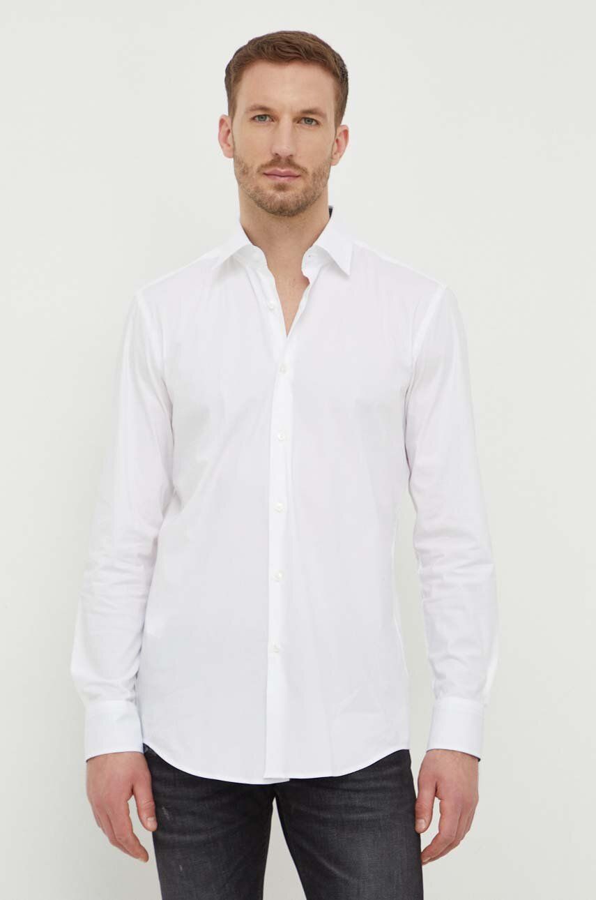 E-shop Košile BOSS pánská, bílá barva, slim, s klasickým límcem