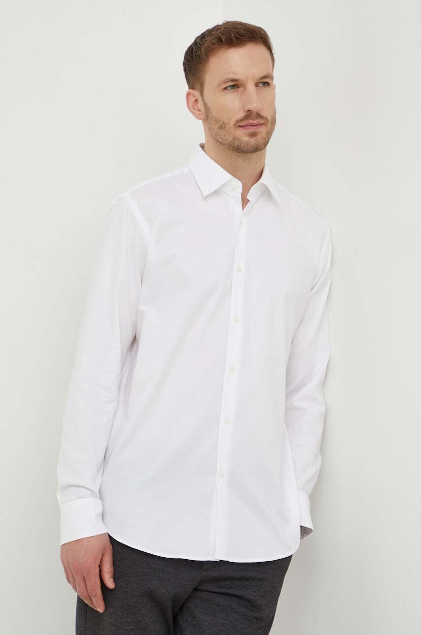 Levně Košile BOSS pánská, bílá barva, regular, s klasickým límcem, 50508772