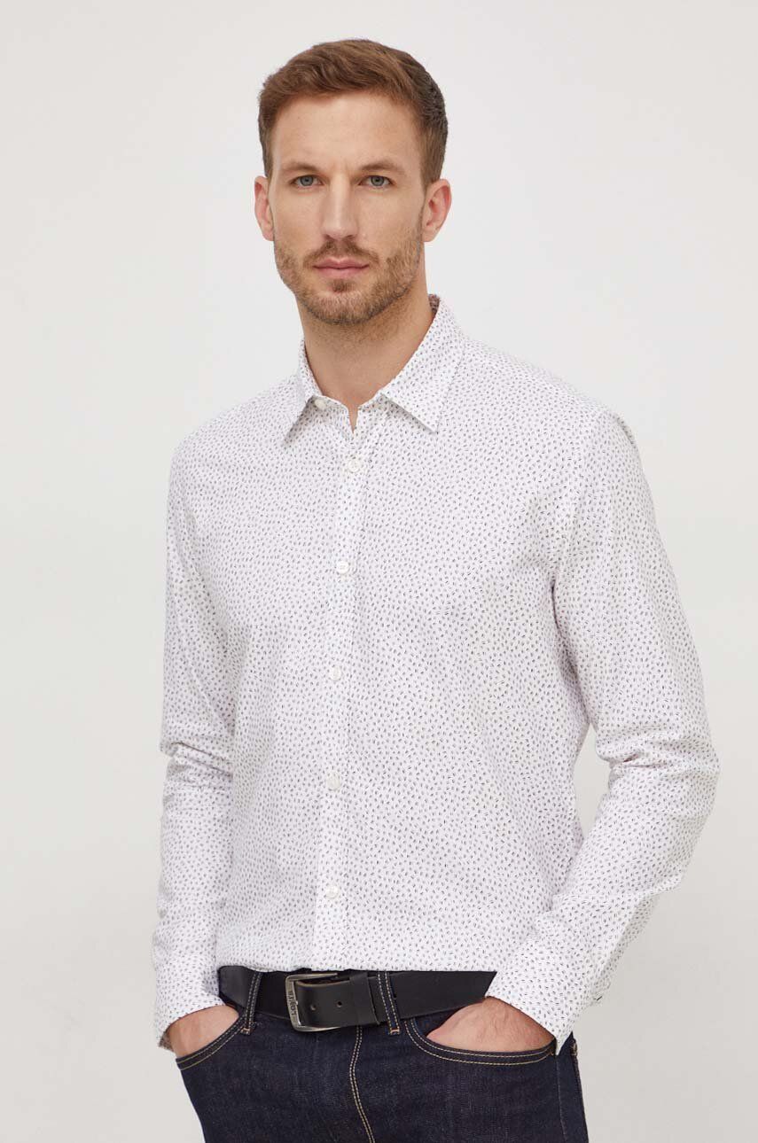 BOSS cămașă din bumbac bărbați, culoarea alb, cu guler clasic, regular 50510014