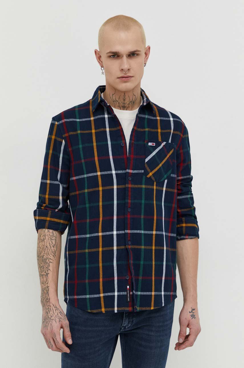E-shop Košile Tommy Jeans tmavomodrá barva, regular, s klasickým límcem