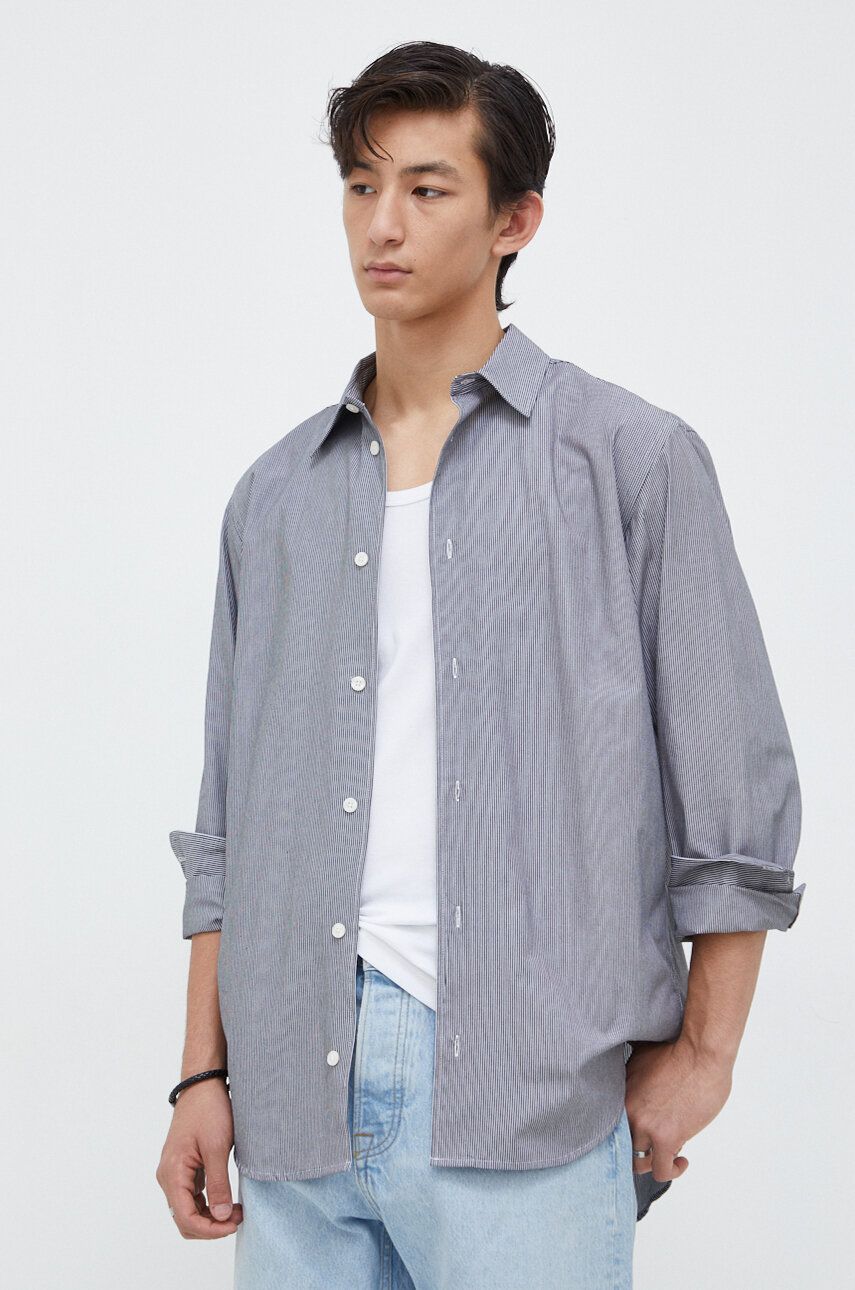 Košile Samsoe Samsoe DAMON šedá barva, regular, s klasickým límcem, M23400021