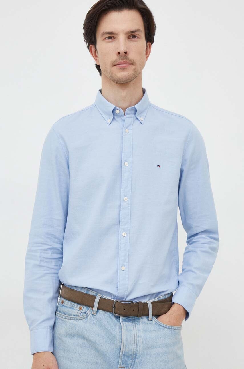 

Хлопковая рубашка Tommy Hilfiger мужская slim воротник button-down