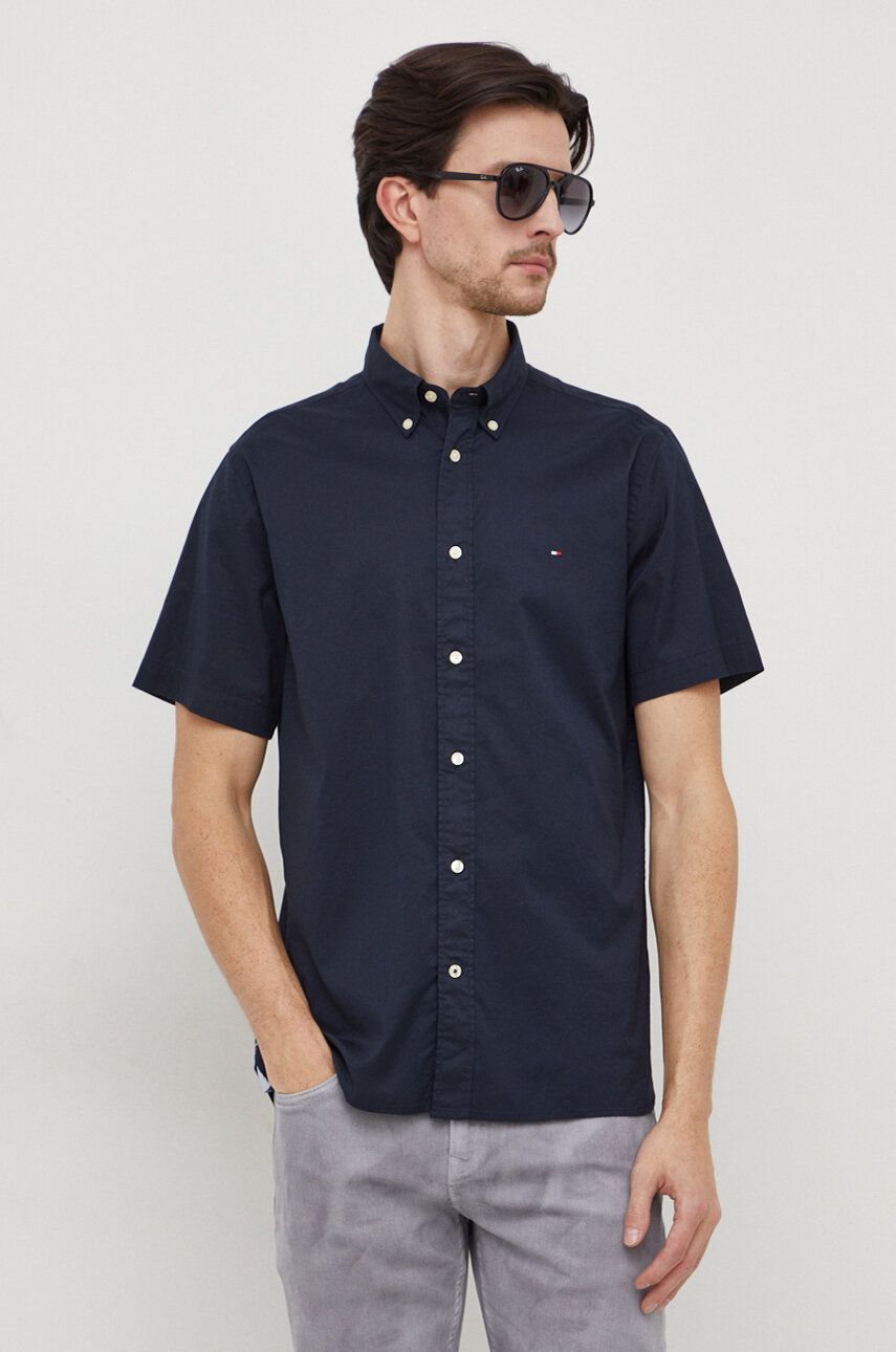 Levně Košile Tommy Hilfiger tmavomodrá barva, regular, s límečkem button-down