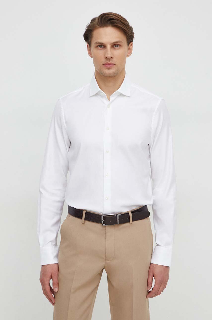Levně Košile Tommy Hilfiger pánská, bílá barva, slim, s klasickým límcem