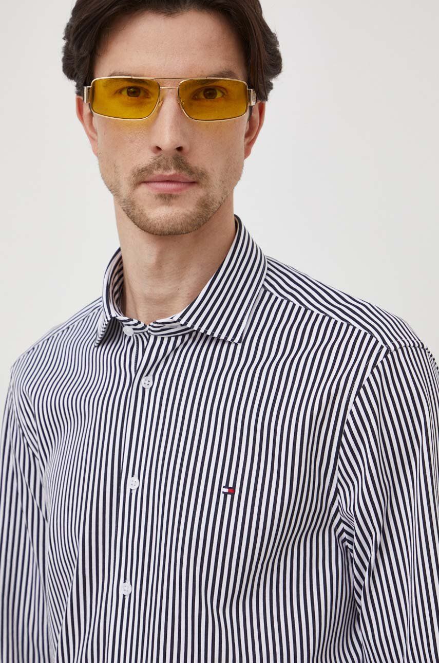 E-shop Košile Tommy Hilfiger tmavomodrá barva, slim, s klasickým límcem
