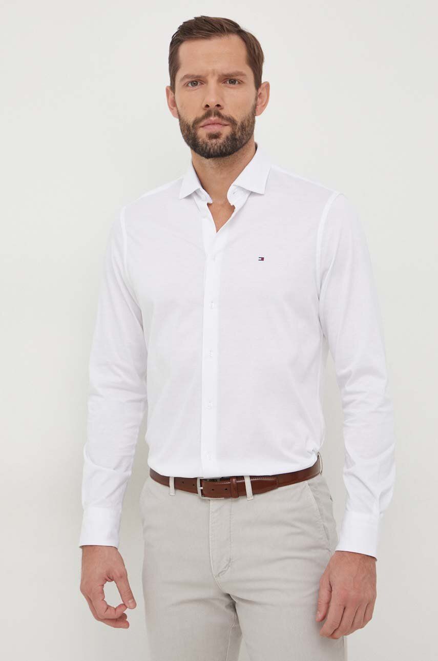 Košile Tommy Hilfiger bílá barva, slim, s italským límcem, MW0MW34247