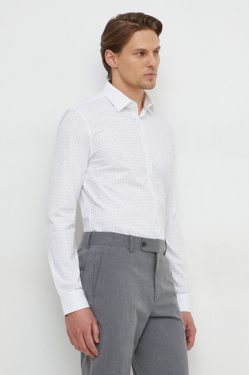 Košile Calvin Klein pánská, bílá barva, slim, s klasickým límcem, K10K112298