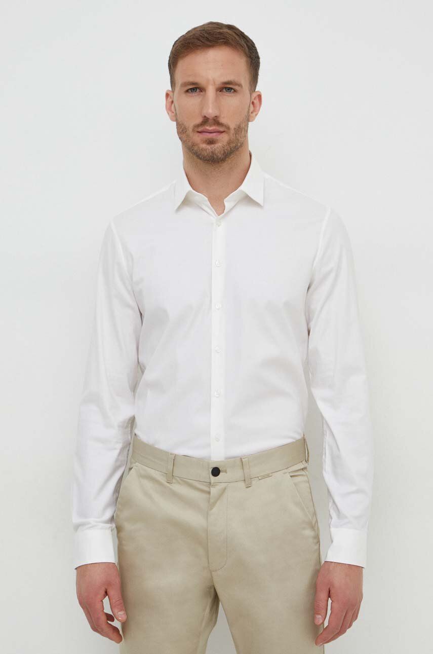 Levně Košile Calvin Klein pánská, bílá barva, slim, s klasickým límcem, K10K112301
