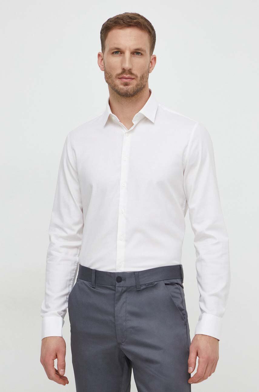 Levně Košile Calvin Klein pánská, bílá barva, slim, s klasickým límcem, K10K112305