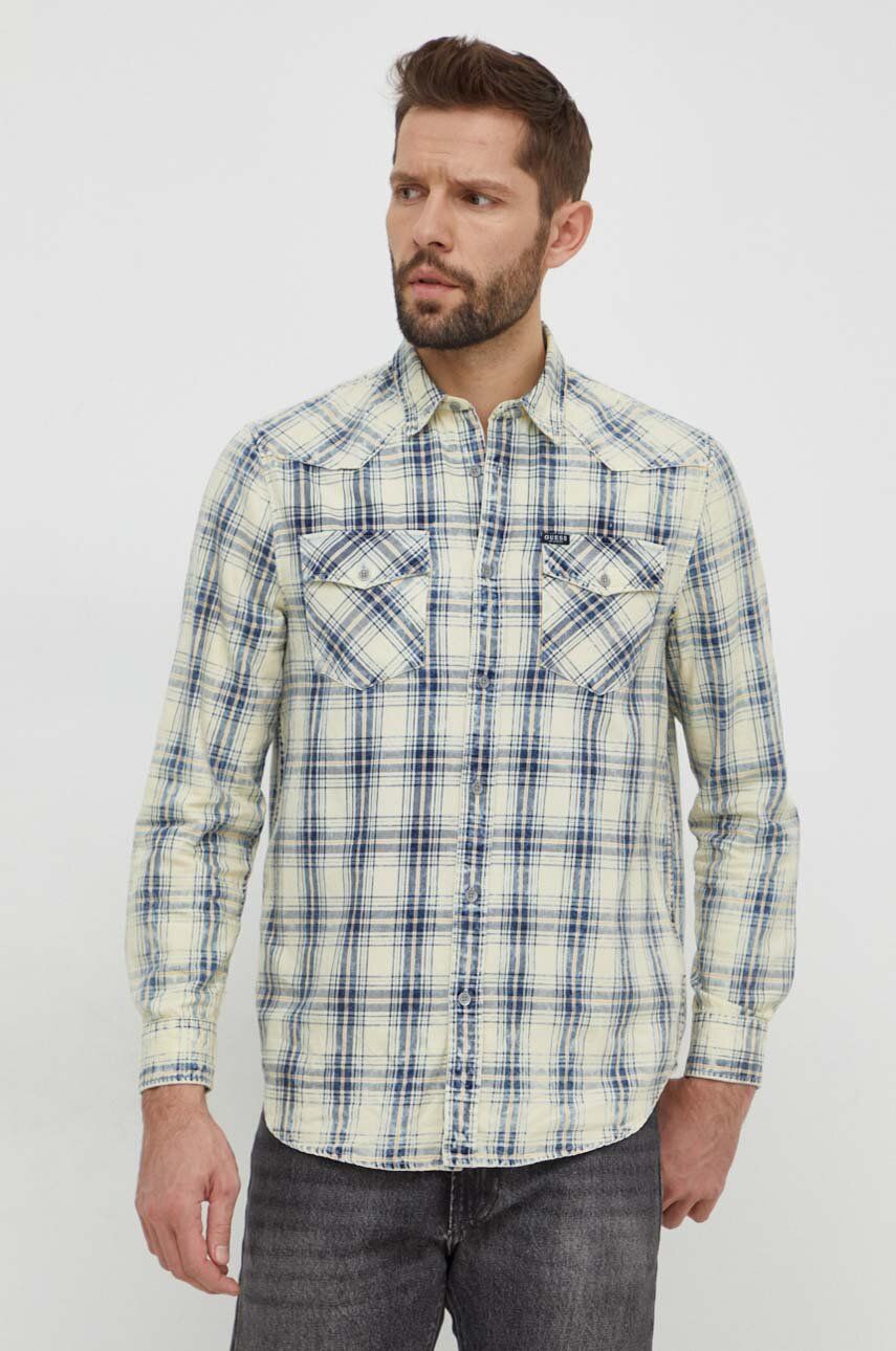 E-shop Bavlněná košile Guess COLLIN regular, s klasickým límcem, M4RH07 WFXK0