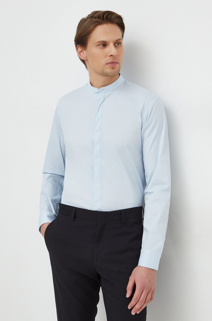 Lindbergh camasa barbati, cu guler stand-up, slim