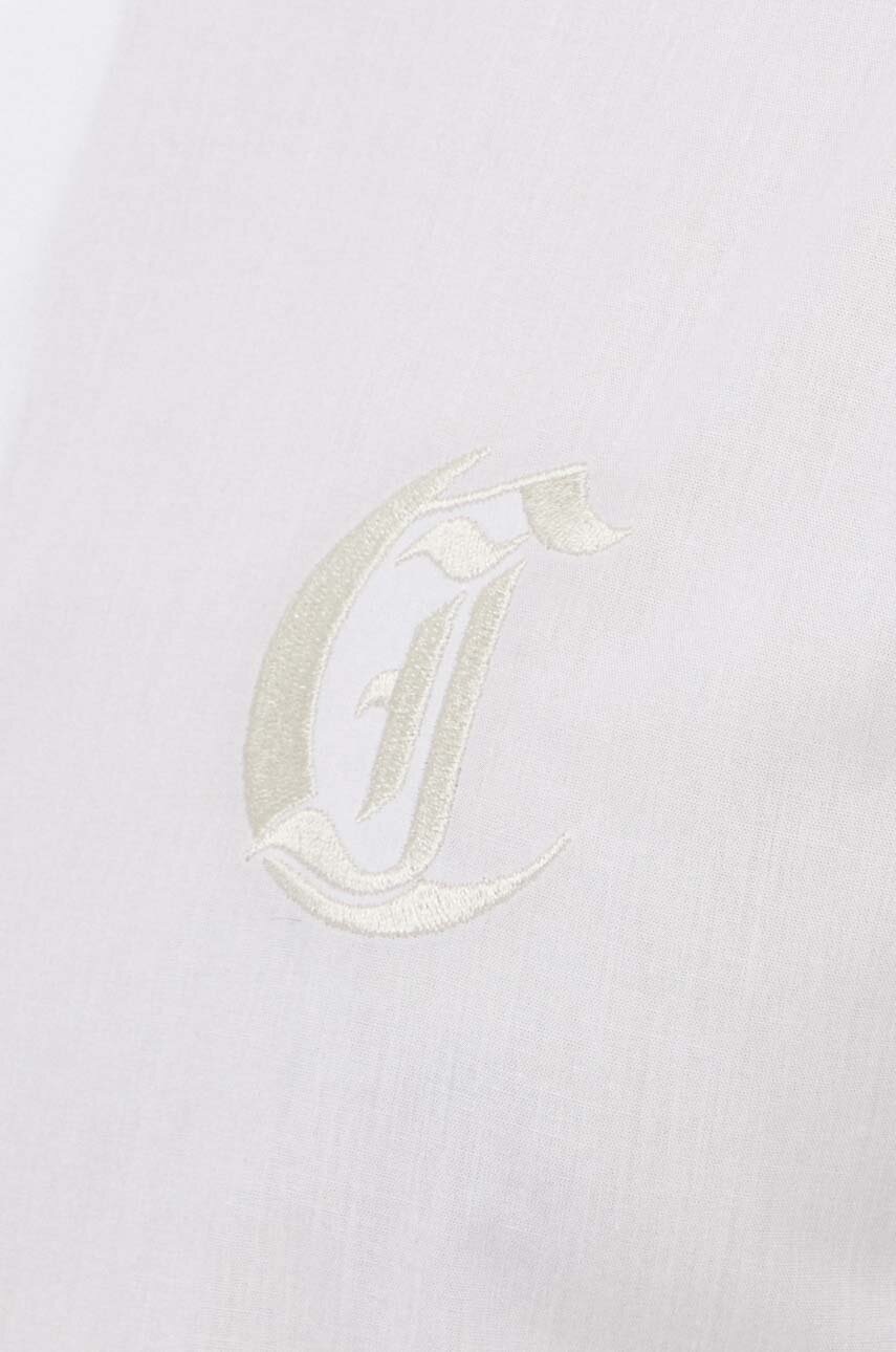 Βαμβακερό πουκάμισο Just Cavalli ανδρικό, χρώμα: άσπρο φωτογραφία