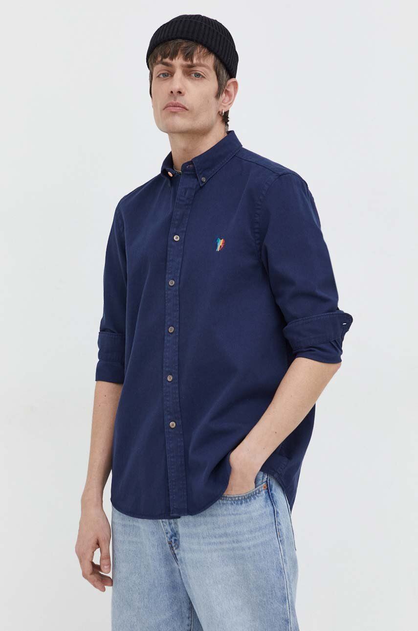 Bavlněná košile PS Paul Smith tmavomodrá barva, regular, s límečkem button-down