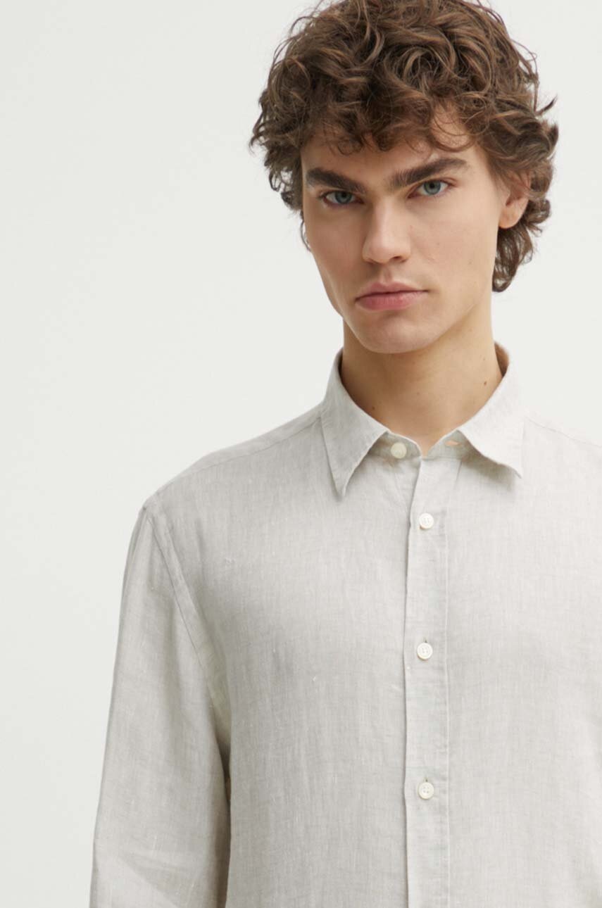 Πουκάμισο από λινό Tiger Of Sweden Spenser χρώμα: μπεζ, T69002012 φωτογραφία