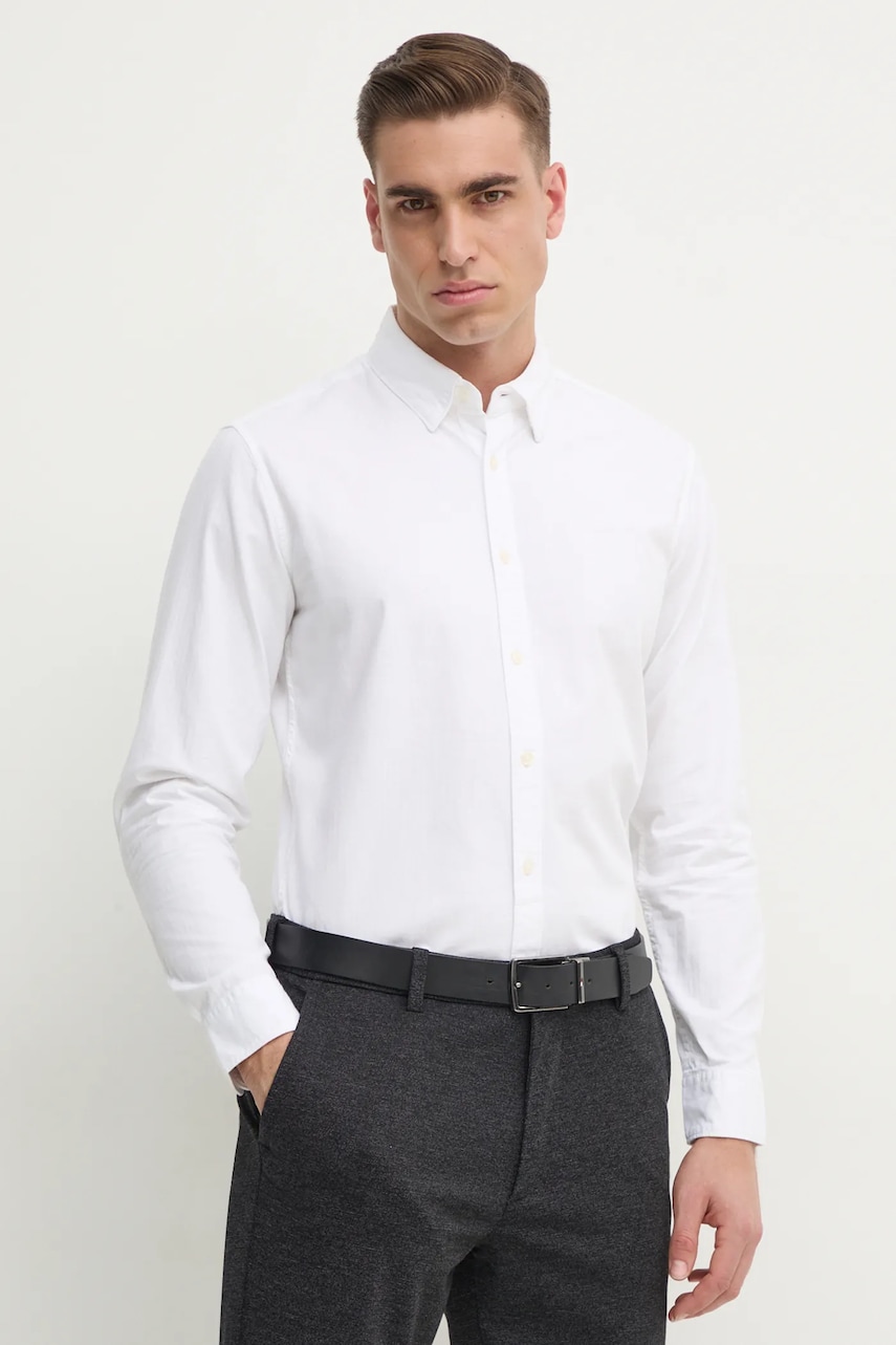 Pepe Jeans camasa din bumbac barbati, culoarea alb, cu guler button-down, regular Pepe Jeans camasa din bumbac barbati, culoarea alb, cu guler button-down, regular