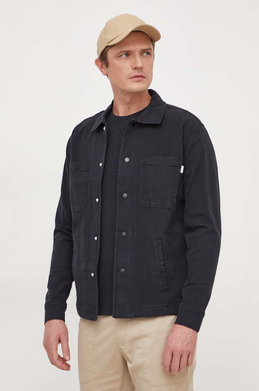 Košilová bunda Pepe Jeans černá barva - černá - 98 % Bavlna
