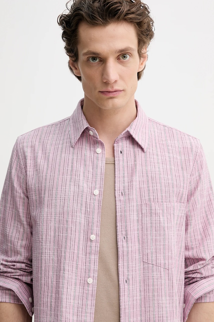 Πουκάμισο με μείγμα από λινό Samsoe Samsoe LIAM χρώμα: ροζ, M22100012 φωτογραφία