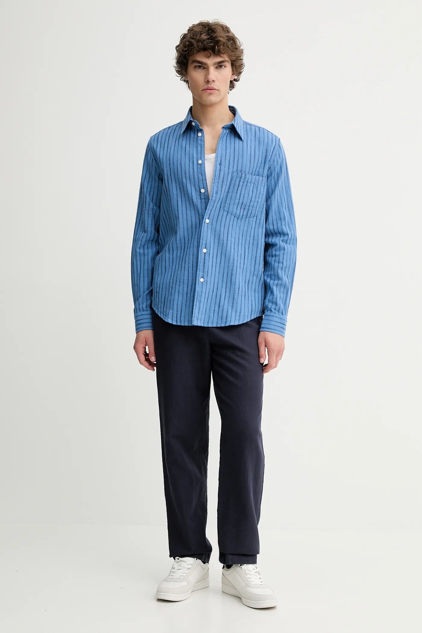 Рубашка с примесью льна Samsoe Samsoe LIAM regular классический воротник M22100012