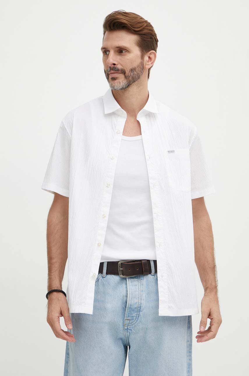 

Риза Guess COLLIN мъжка в бяло със стандартна кройка с класическа яка M4GH77 WG6Y0, Бял