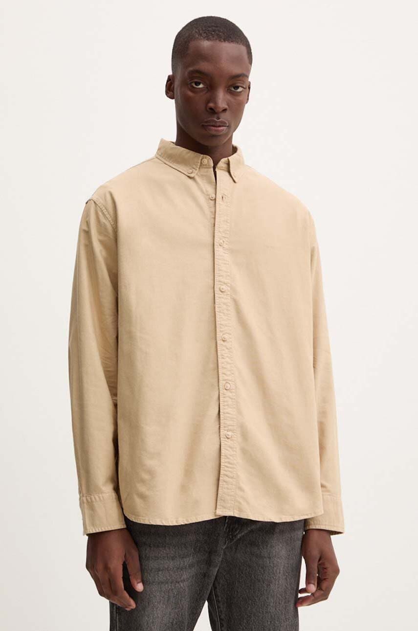Levi's camasa din bumbac barbati, culoarea bej, cu guler button-down, relaxed Levi's camasa din bumbac barbati, culoarea bej, cu guler button-down, relaxed