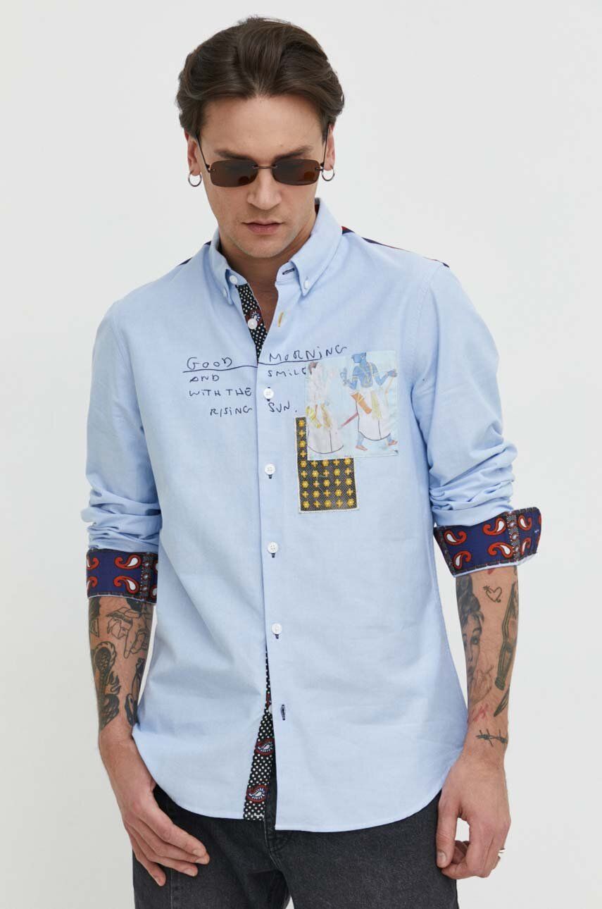 Desigual camasa din bumbac barbati, cu guler button-down, regular