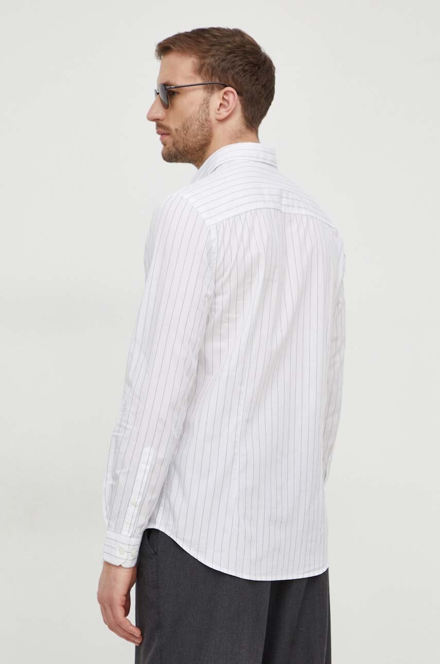 Бавовняна сорочка Sisley чоловіча колір білий slim класичний комір 